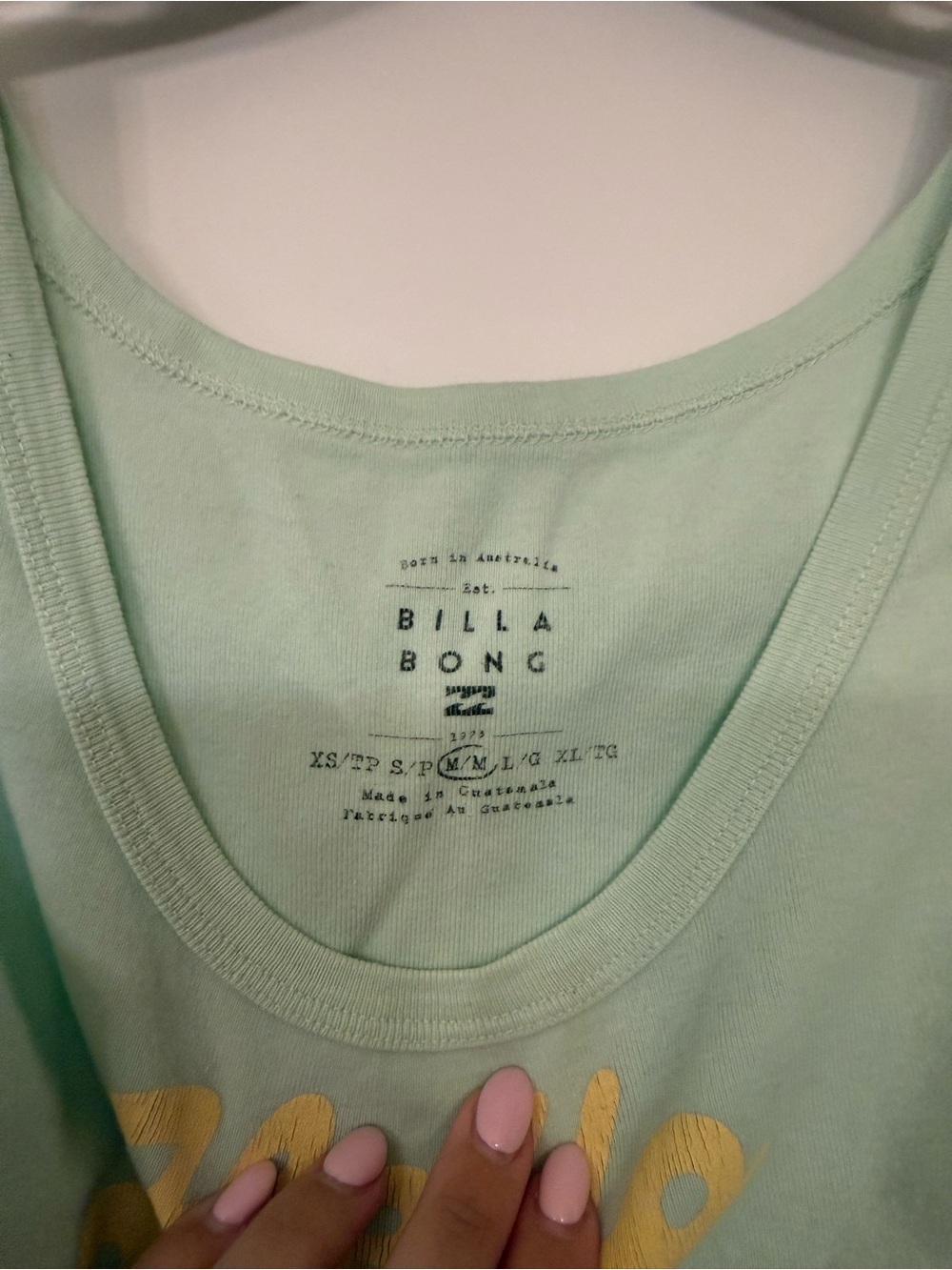BILLABONG Mint Green 'Hello Summer' Crop Tank Size Medium - Picture 3 of 3